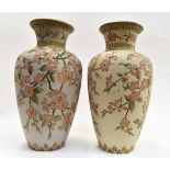 Pair of Langley hand painted vases with climbing flowers