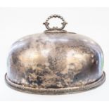 A 19th Century large plated oval meat dish cover with heraldic crest.