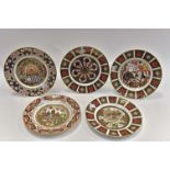 Five various Royal Crown Derby porcelain plates (5)