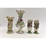 Four 19th Century Continental posy and rose pots and vases,
