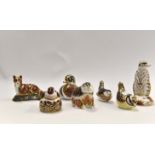 Royal Crown Derby animal figure paperweights to include; Riverbank beaver,