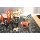 Set of seven Swedish "Dala" or "Dalecarlian" horses, graduated,