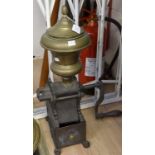 A Victorian shop coffee bean grinder, cast iron base, marked L.L.