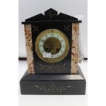 A Victorian slate and pink veined marble bracket clock with incised gilt detailing (pendulum)