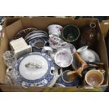 Felspar part tea set; large tureen and cover; Masons style jug; Tourist ware; RCD 1128 side plate;