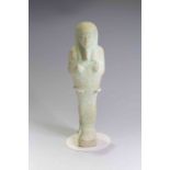 Egyptian green glazed composition shabti for Ankhor