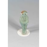 Egyptian Faience Shabti for Ankh-pa-Djehuty Ptolemaic Period, C. 300 B.C. Small, flattish, mummiform