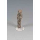 Egyptian Faience Shabti XXII Dynasty. Rough, mould-made worker figure. Has tripartite wig, no beard;