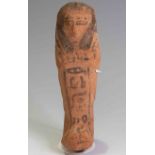 Egyptian Terracotta Shabti 19th Dynasty. New Kingdom, C. 1550 – 1070 B.C.  The figure is depicted in