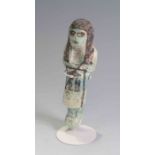 Egyptian Bluish-Green Glazed Overseer Shabti