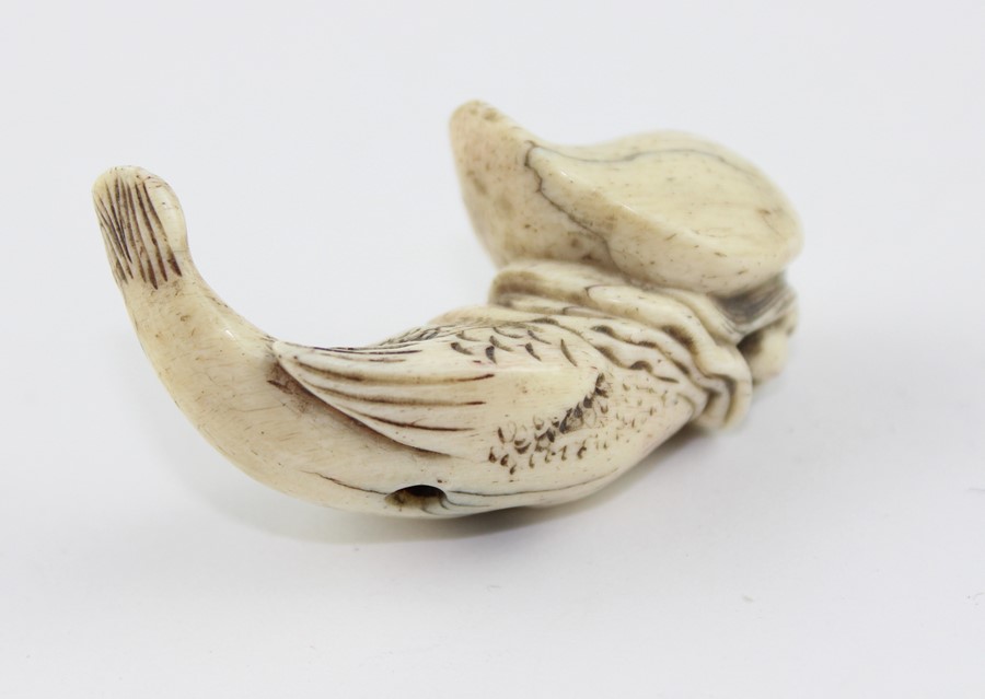 **REOFFER IN APR LONDON 50/80**A Japanese Meiji Period (1868-1912) carved marine ivory 'fertility' - Image 3 of 5