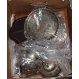 A collection of Various silver plated items, including a cased Spoon set and silver hallmarked