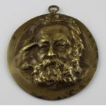 Victor (Marie) Hugo (1802-1885), poet, novelist and dramatist, brass portrait medallion, in old age,