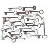 A collection of 25 antique keys, 16th century and later, mostly English some continental, to