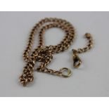 A 9ct. rose gold curb link chain, (as found), (13.1g).