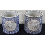 ** REOFFER APR LONDON 800/1200**A pair of Chinese polychrome porcelain brush pots, decorated with