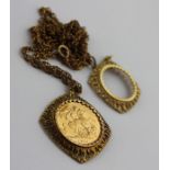 A 1911 George V gold sovereign in 9ct. gold pendant mount, the coin London mint, the mount of