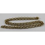 A 9ct. yellow gold chain, oval link with lobster claw clasp, impressed "375", length 61cm. (21.2g)