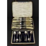 An Edwardian set of six silver teaspoons and sugar tongs, by Barker Brothers, assayed Birmingham