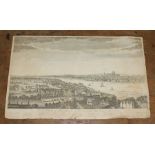 18th century School ' A View of London as it was in the Year 1647', black and white engraving,