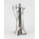 A WMF silver plated ewer, decorated to the sides with Art Nouveau stylised tendrils and foliage,