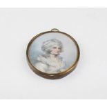 Early 19th century English School,  Portrait miniature of a lady, head and shoulder on ivory, 8 cm x