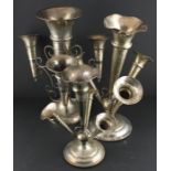 A silver flower vase epergne centre-piece, by Charles Boyton & Son Ltd, London 1919, having large