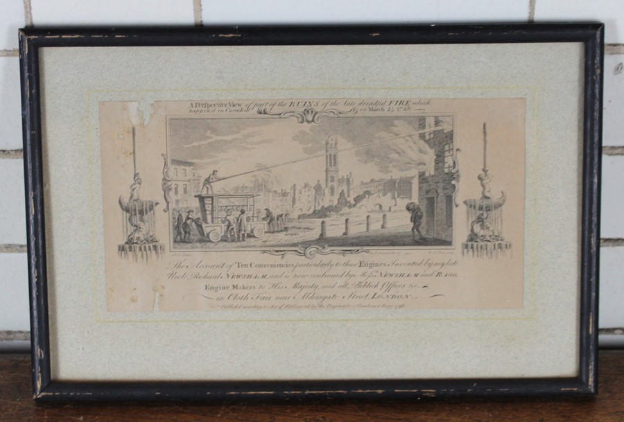 An 18th century black and white engraving 'A perspective View of the Ruins of the late dreadful Fire - Image 2 of 4