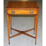 **REOFFER IN APR LONDON 30/50**A 20th century Sheraton Revival specimen wood side table, the cross