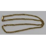 An Italian 14ct. yellow gold chain, formed from series of flat curb links alternating with