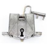 A 17th century steel and brass mounted Armada Padlock & Key,