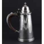 A silver side pouring chocolate pot, by Garrard & Co Ltd, assayed London 1917, of tapering