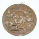 **REOFFER IN APR LONDON 20/40**A French Art Nouveau bronze roundel, depicting a girl's head in the