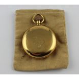 An 18ct. gold hunter pocket watch, having white enamel Roman numeral dial and Arabic numeral