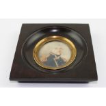 Late 18th/early 19th century School Portrait of a Naval officer head and shoulder oval on card ,