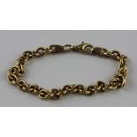 A 9ct. gold belcher link chain, lobster claw clasp impressed "9kt", length 19.8cm. (16.4g)