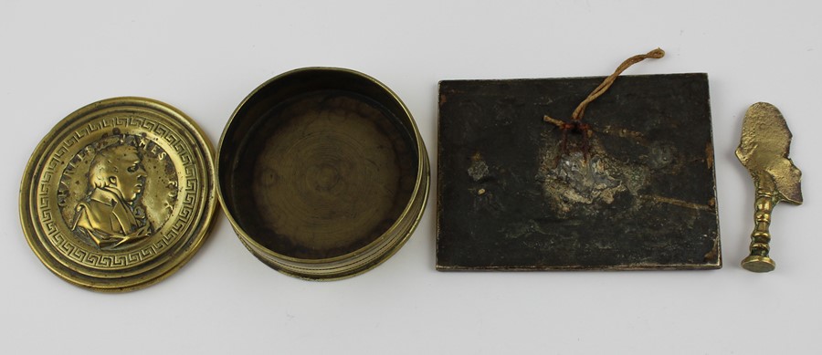 **REOFFER IN APR LONDON 30/50**Charles James Fox (1749-1806), a circular memorial brass box with a - Image 2 of 3