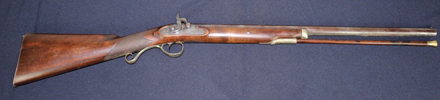 19th century Flintlock rifle by Thatham  Egg, with 24 inch steel barrel  engraved Thatham Egg,