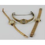 An 18ct. gold Bucherer ladies' bracelet watch, manual movement, having signed circular champagne