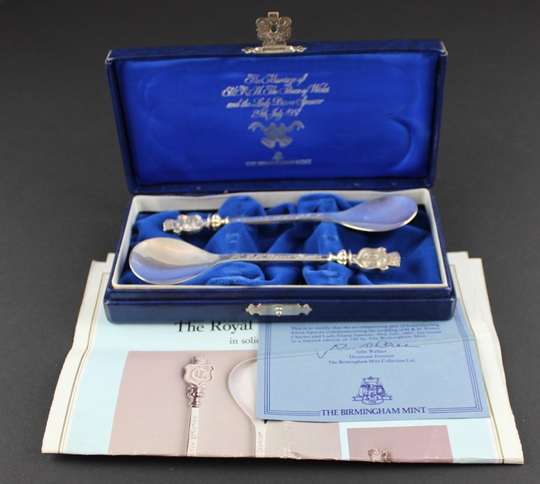 A pair of limited edition silver Royal wedding commemorative spoons, by Birmingham mint, assayed