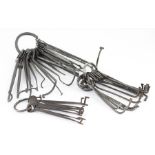 Three large sets of 19th century iron Locksmith skeleton and toothpick keys -quantity