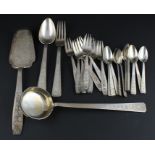 A late 20th century Russian export silver dessert set for twelve, for the Vietnamese market,