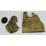 **REOFFER IN APR LONDON 30/50**Oliver Cromwell; a cast brass silhouetted medallic portrait, 18th/