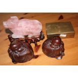 **REOFFER IN APR LONDON 30/50**A collection of Chinese items including Rose quartz buufallo and