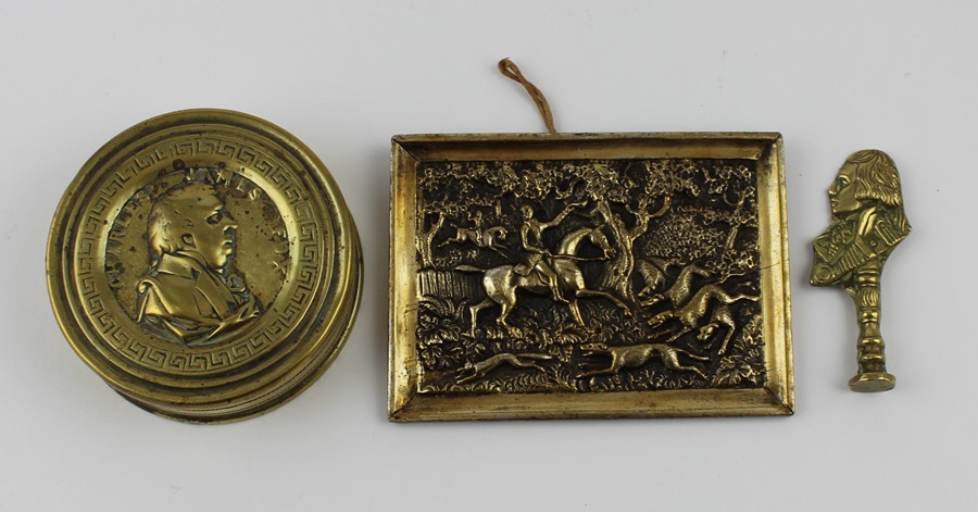 **REOFFER IN APR LONDON 30/50**Charles James Fox (1749-1806), a circular memorial brass box with a