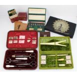 WITHDRAWN-A collection of Sewing related items including a cased scissor set,  crocodile cased