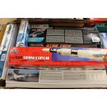 Collection of plastic model kits including AIRFIX Saturn v Skylab,