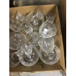 Champagne coups/martini glasses x 6, Richardson - cut glass, liqueur glasses x 7,