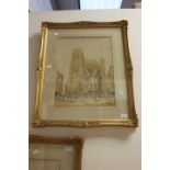 Three late 19th Century French town scenes water colours signed bottom right