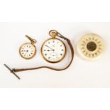 A ladies 9ct gold pocket watch along with gilt metal Limit pocket watch (2)